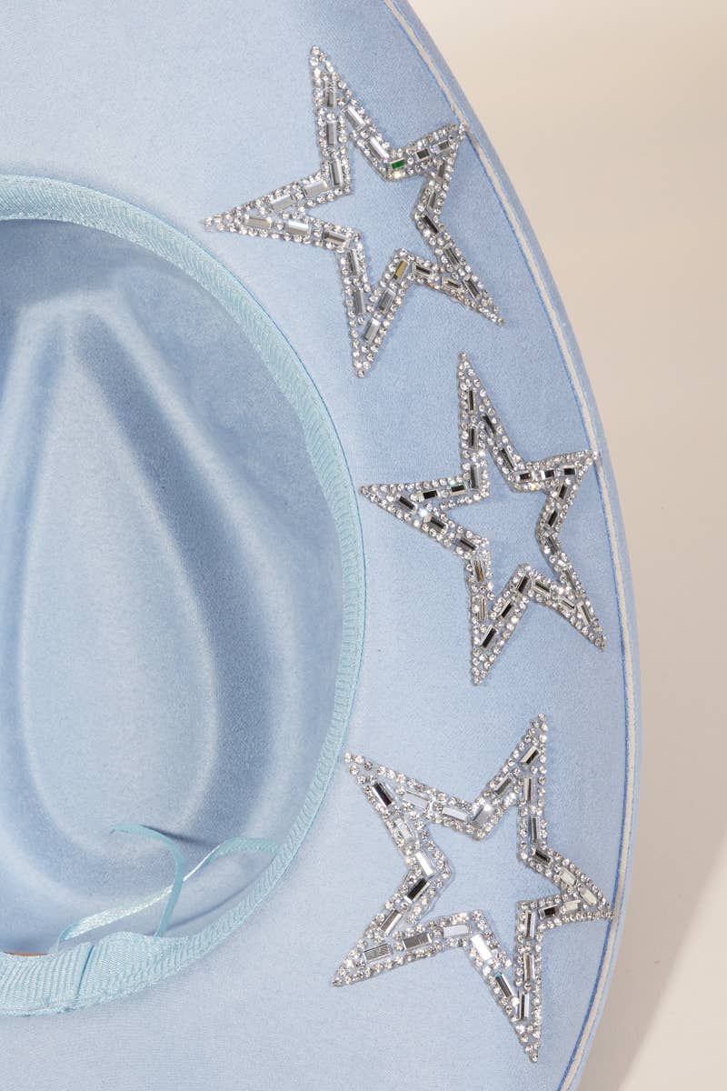 Studded Rhinestone Star Western Cowboy Hat: FU