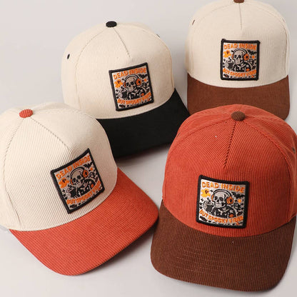 DEAD INSIDE BUT SPOOKY VIBES Two-Tone Corduroy Trucker Hat: BLACK / One Size