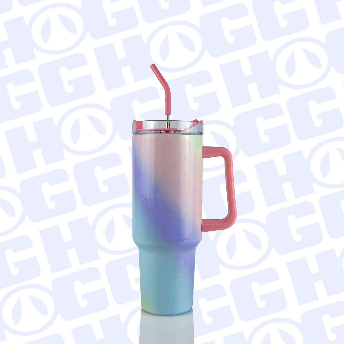 40oz SUBLIMATION CLEAR TRAVELER TUMBLER: OMBRE PINK