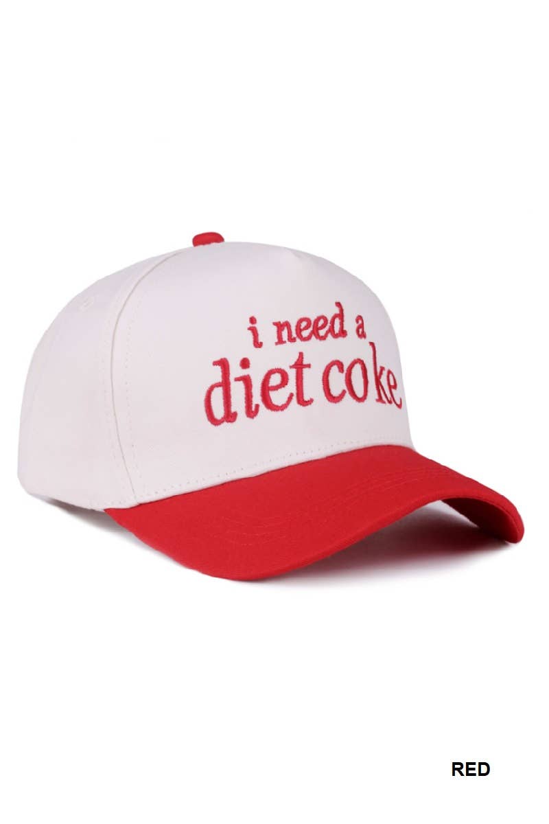 ,,,,,.._ 1015 I Need A Diet Coke Two Tone Canvas Cotton Cap SI-28475: LEOPARDRED-191150 / OS