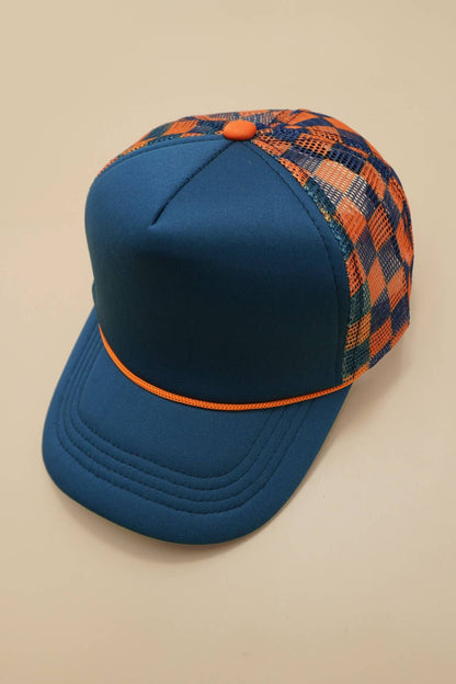 TRUCKER HAT CHECKER FOAM FRONT MESH BACK CAP | 40HW726: PINK/WHITE