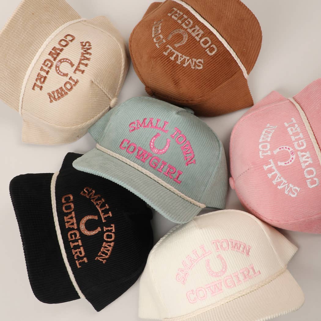 SMALL TOWN COWGIRL Corduroy Rope Trucker Hat: SAGE / One Size