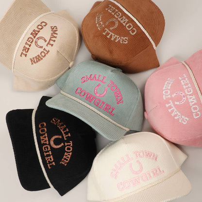 SMALL TOWN COWGIRL Corduroy Rope Trucker Hat: SAGE / One Size