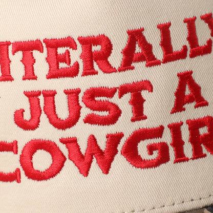 LITERALLY JUST A COWGIRL Leopard Trucker Hat: LEOPARD-RED / One Size