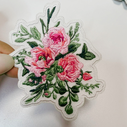 3" Floral iron on Patch  -  Embroidered Hat Patch: Embroidered Patch