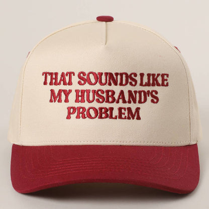 THAT SOUNDS LIKE..Embroidered Two-Tone Trucker Hat: BURGUNDY / One Size