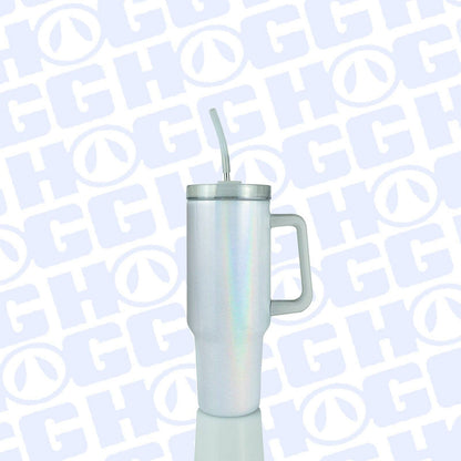 40oz SUBLIMATION CLEAR TRAVELER TUMBLER: WHITE
