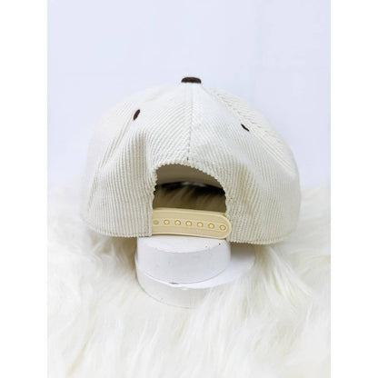 Two Tone Corduroy Snap Back Baseball Cap: RED/CREAM / ONE(6)