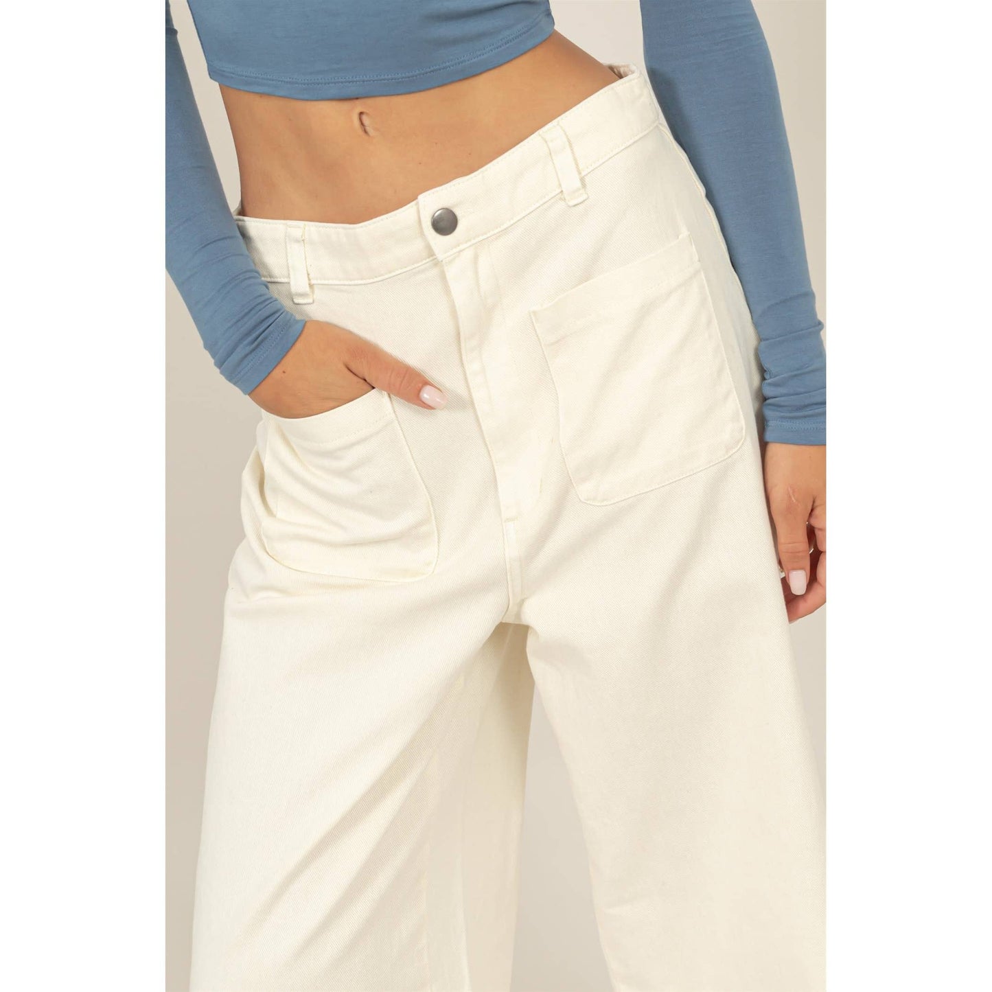 High Waist Wide Leg Pants: BLACK / S-M-L(2-2-2)