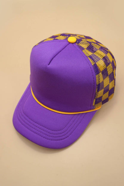 TRUCKER HAT CHECKER FOAM FRONT MESH BACK CAP | 40HW726: PINK/WHITE