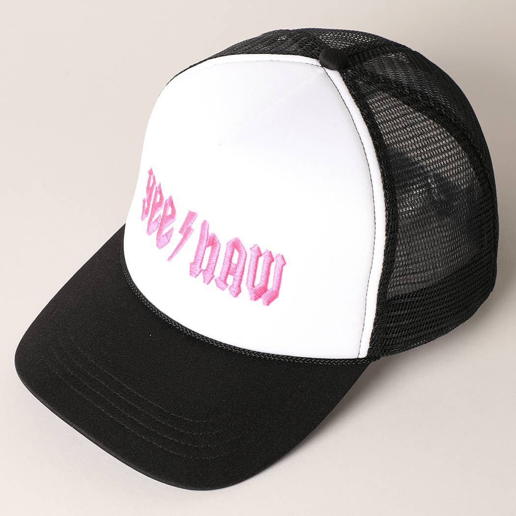 YeeHaw Letter Graphic Embroidered Foam Trucker Hat: BLKWH / ONE SIZE
