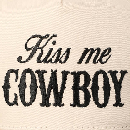 Kiss Me Cowboy Embroidery Two-Tone Cap: CAMO-BLACK / ONE SIZE