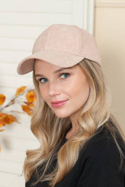 PLAIN CORDUROY BASEBALL CAP | 40CP016: MAUVE