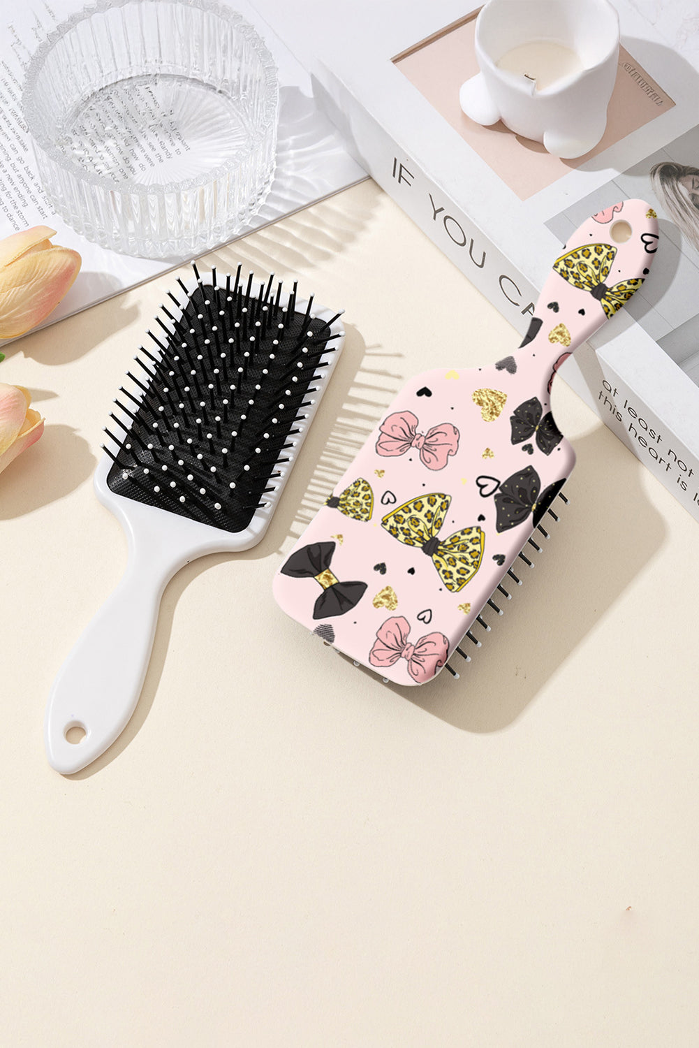 Pink Cute Bowknot Print Air Cushion Comb