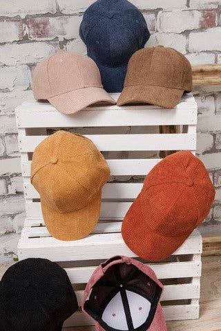 PLAIN CORDUROY BASEBALL CAP | 40CP016: MAUVE