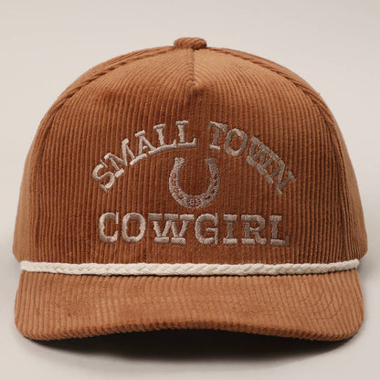 SMALL TOWN COWGIRL Corduroy Rope Trucker Hat: SAGE / One Size