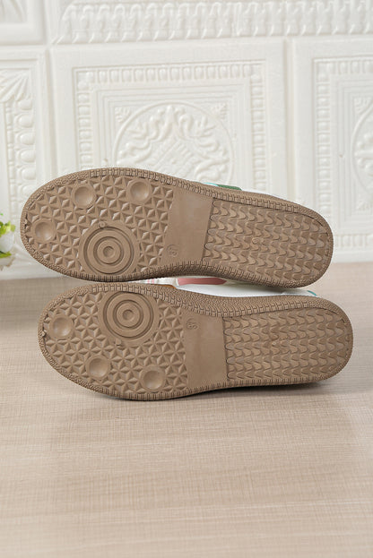 Rose Red Color Block Lace Up Sneakers