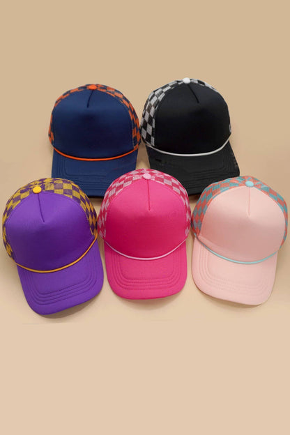 TRUCKER HAT CHECKER FOAM FRONT MESH BACK CAP | 40HW726: White