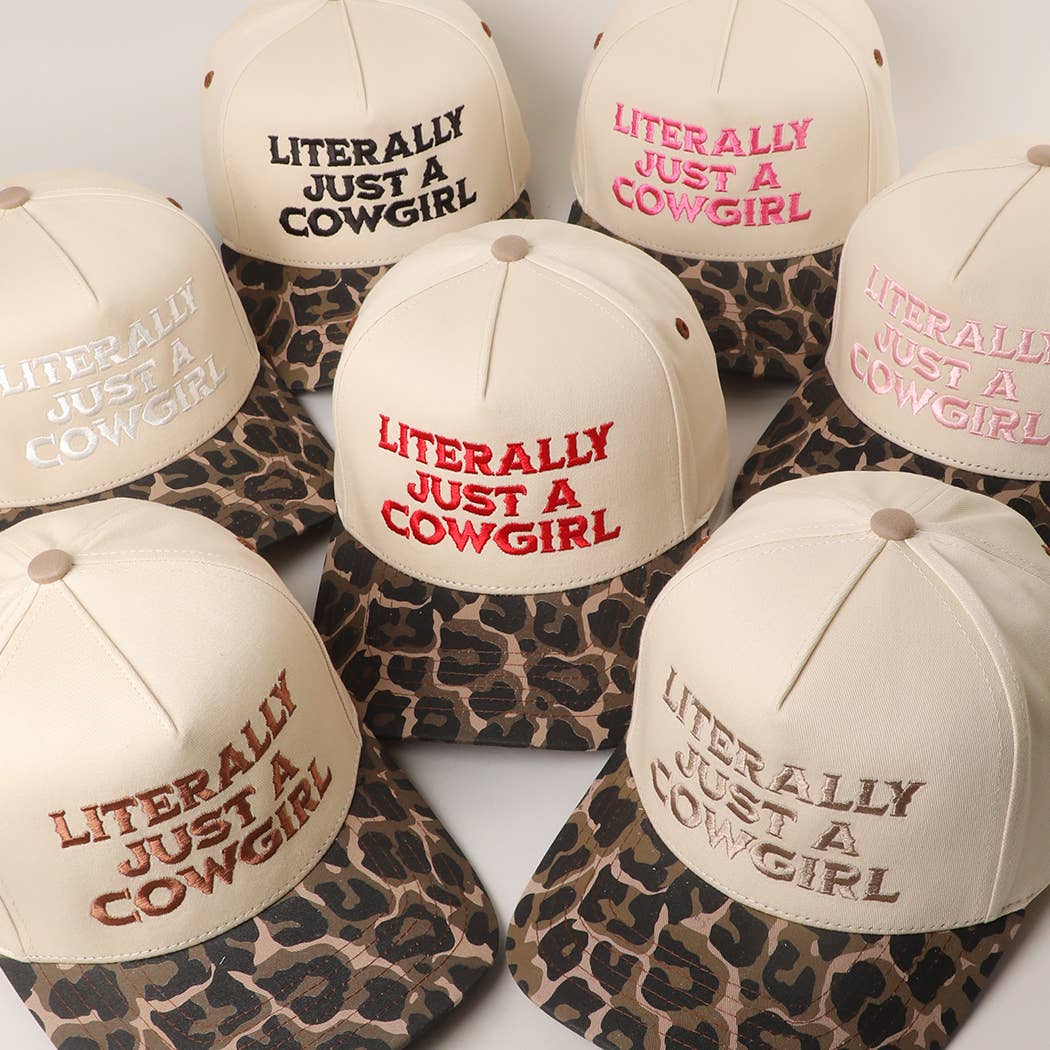 LITERALLY JUST A COWGIRL Leopard Trucker Hat: LEOPARD-RED / One Size