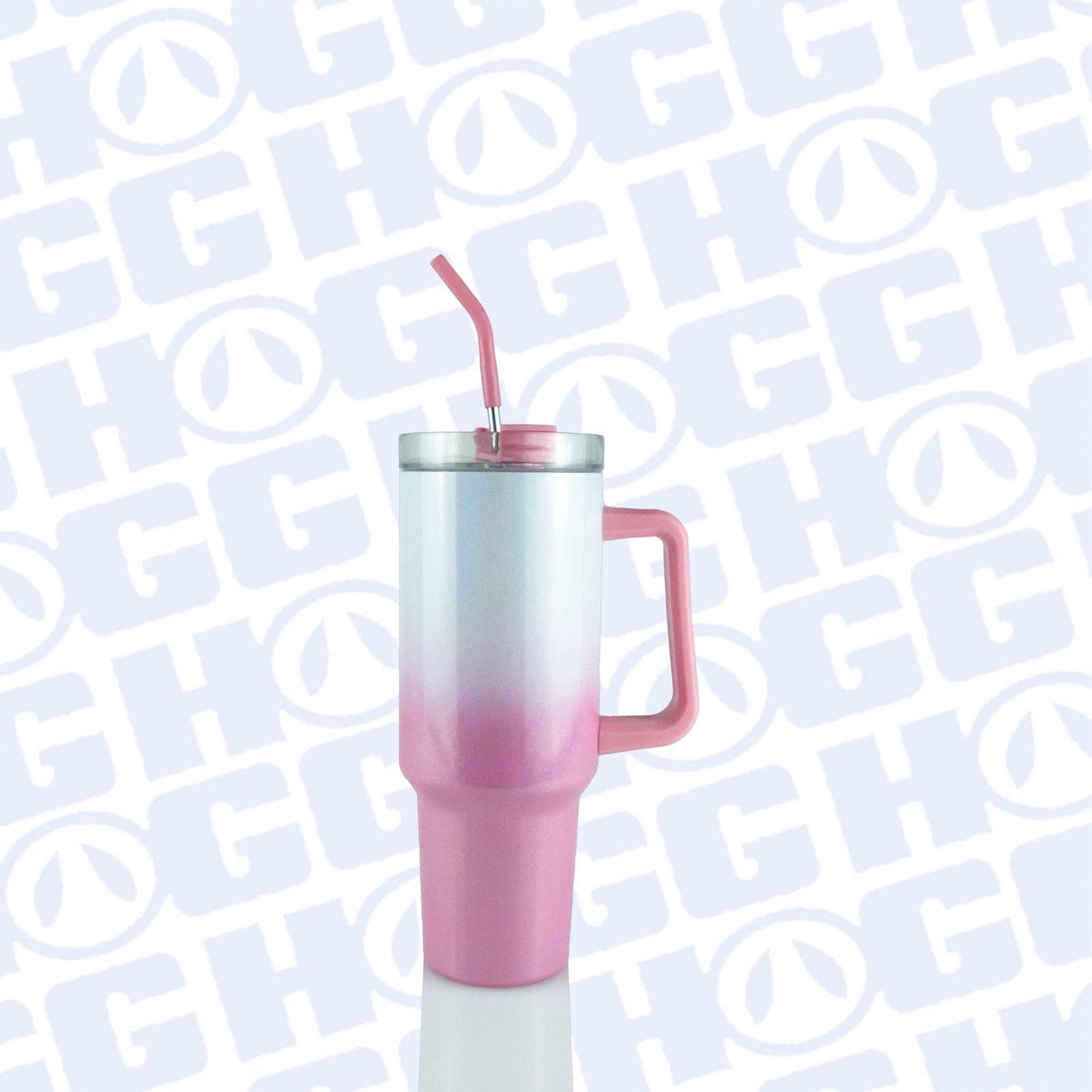 40oz SUBLIMATION CLEAR TRAVELER TUMBLER: OMBRE PINK