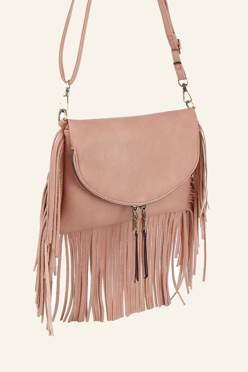 Envelope Flap Fringe Crossbody Bag: MC