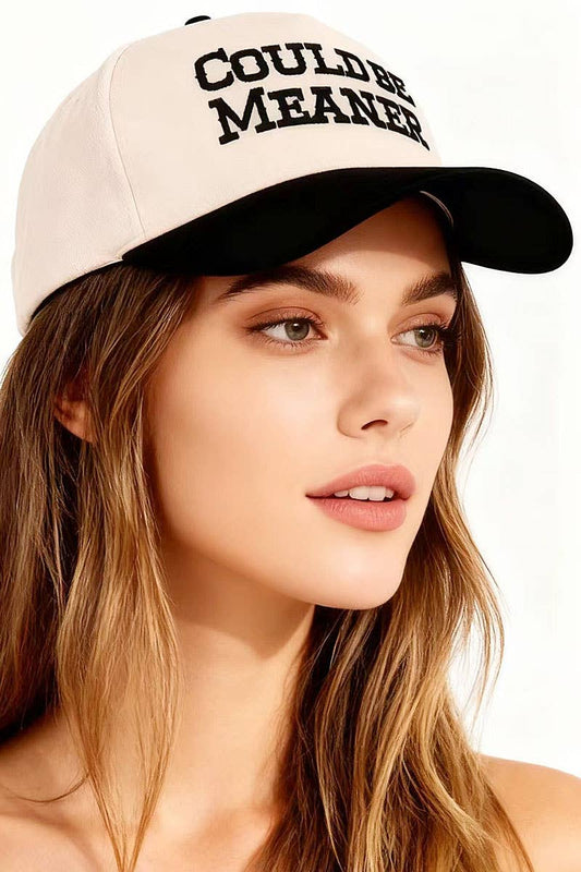 .1208 Could Be Meaner Two Tone Cotton Cap SI-29120: BLACK-192076 / OS