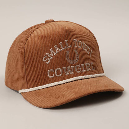 SMALL TOWN COWGIRL Corduroy Rope Trucker Hat: SAGE / One Size