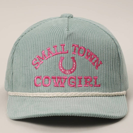 SMALL TOWN COWGIRL Corduroy Rope Trucker Hat: SAGE / One Size