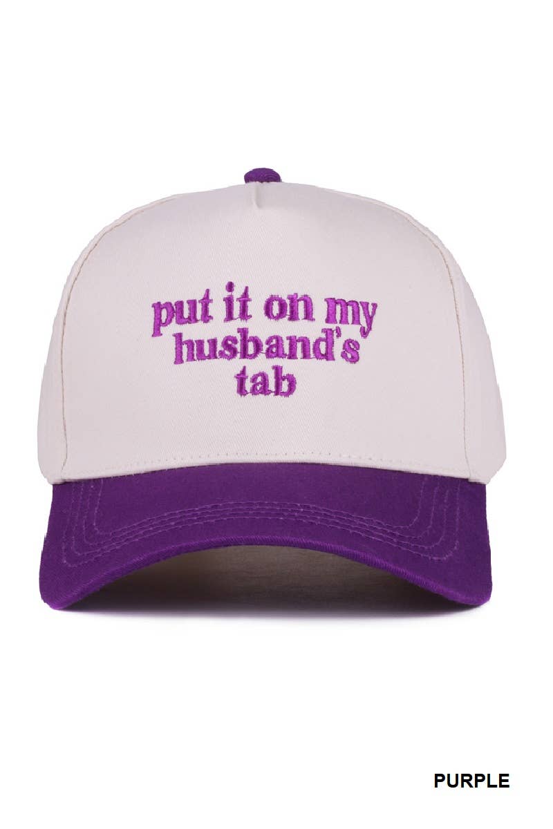 `.Put It On My Husband's Tab Two Tone Canvas Cotton: RED-183860 / OS