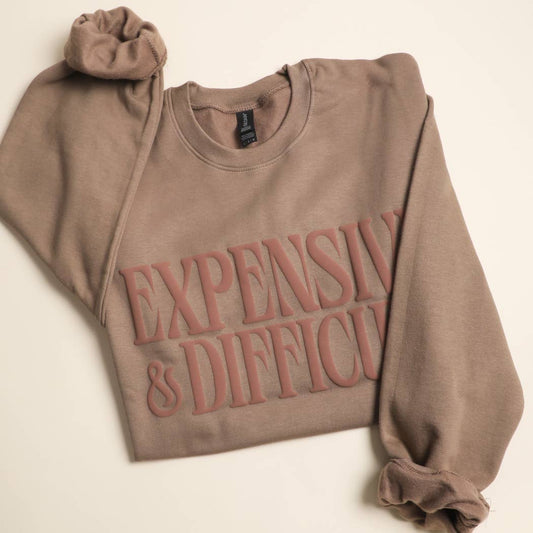 EXPENSIVE & DIFFICULT PUFF MIDWEIGHT Sweatshirt: BROWN SAVANA / M