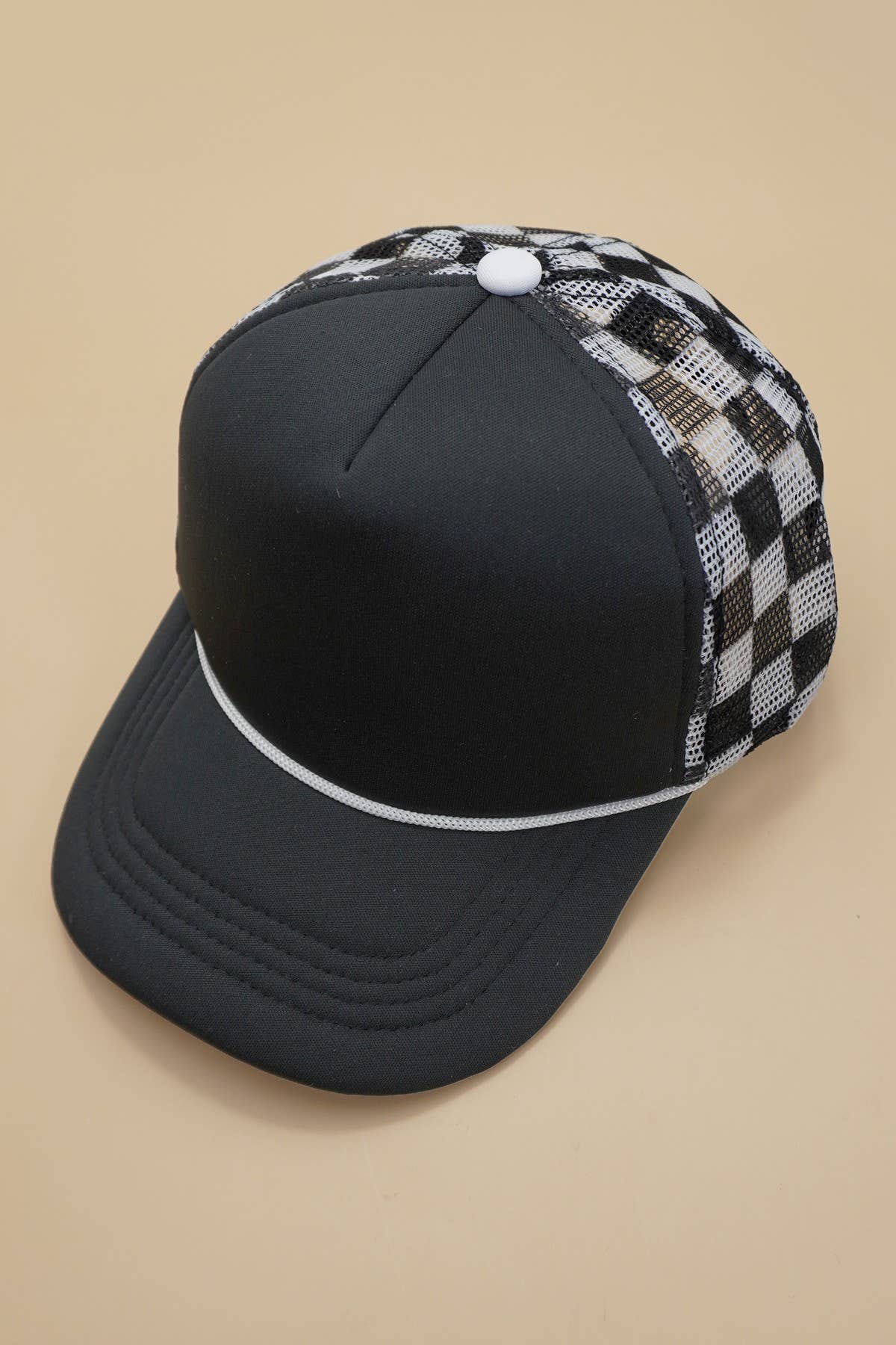 TRUCKER HAT CHECKER FOAM FRONT MESH BACK CAP | 40HW726: White