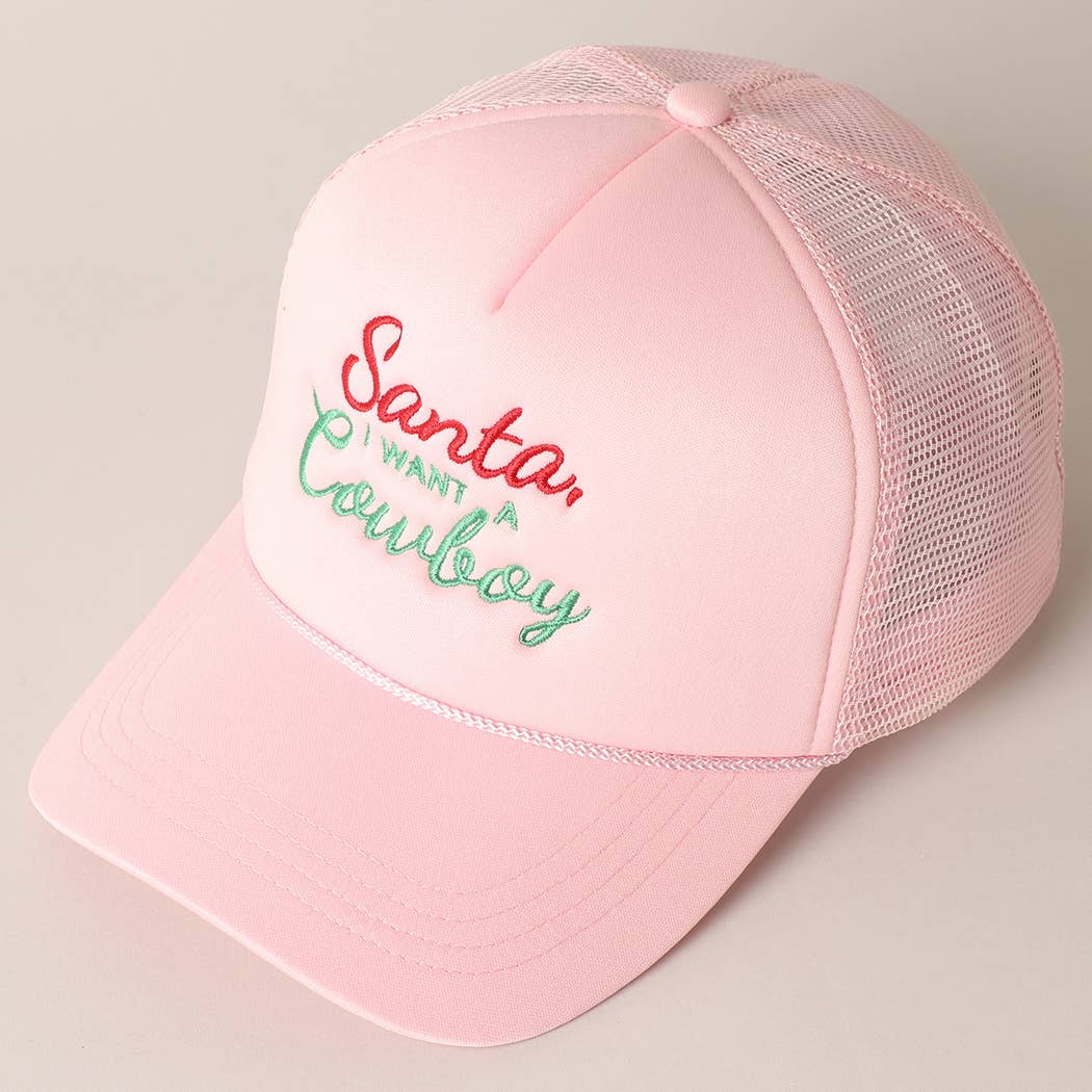 Santa I want a Cowboy Mesh Back Trucker Hat: 4407-KELLY GREEN / ONE SIZE