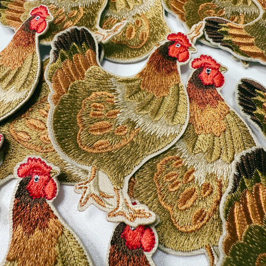 3" Chicken -  Embroidered Hat Patch: Embroidered Patch