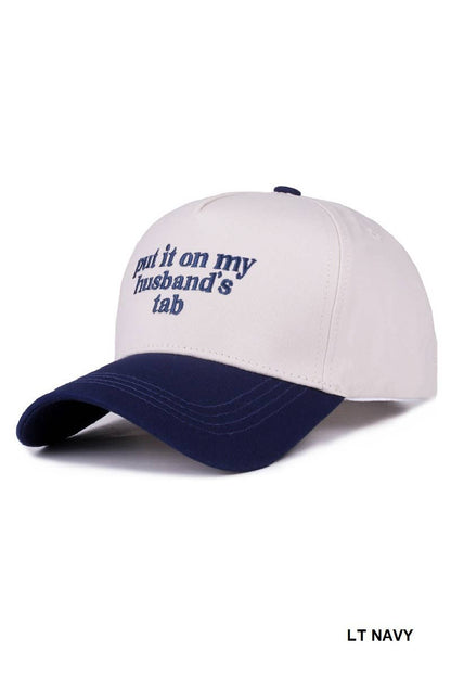 `.Put It On My Husband's Tab Two Tone Canvas Cotton: RED-183860 / OS