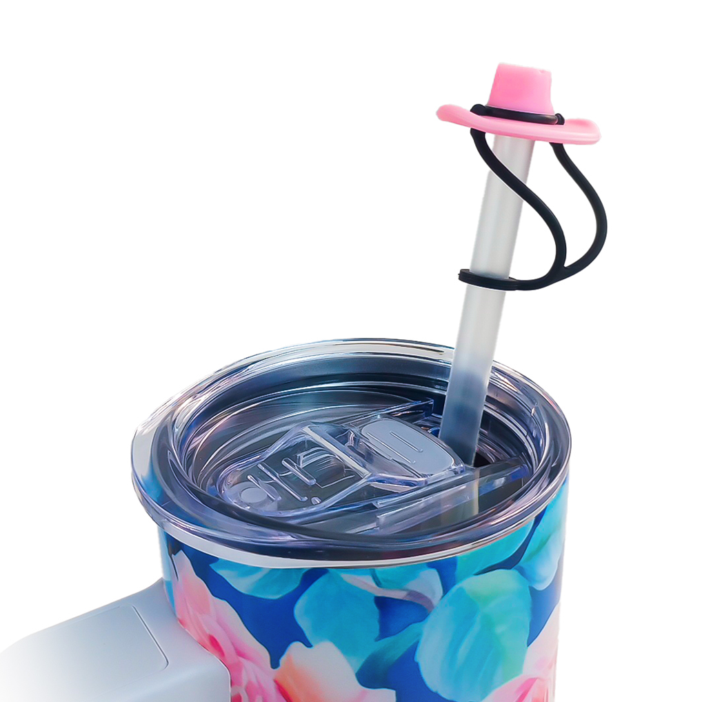 SILICONE STRAW TOPPER - 12 PACK: Cowboy Hat