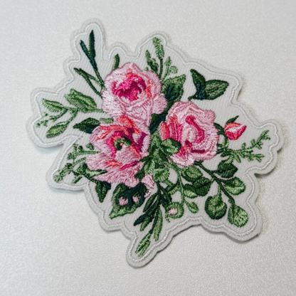 3" Floral iron on Patch  -  Embroidered Hat Patch: Embroidered Patch