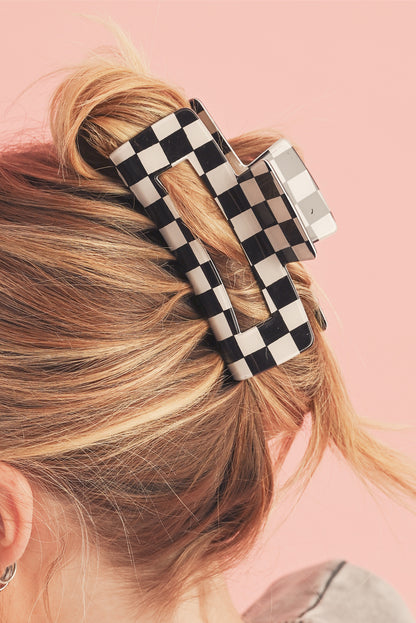 Sky Blue Checkered Print Hollow Out Hair Clip