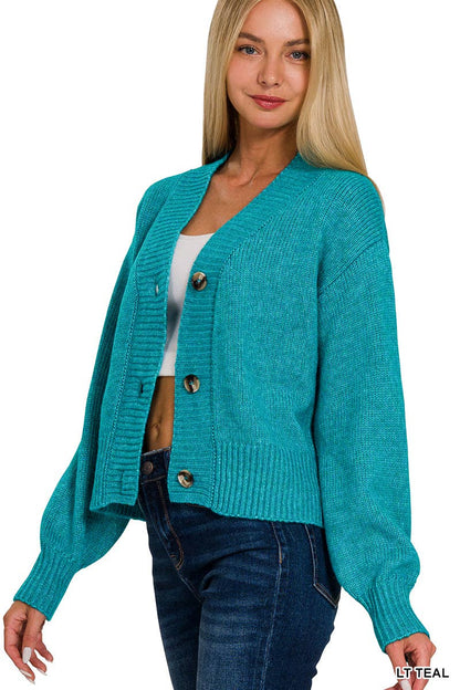 Melange Button Front Sweater Cardigan