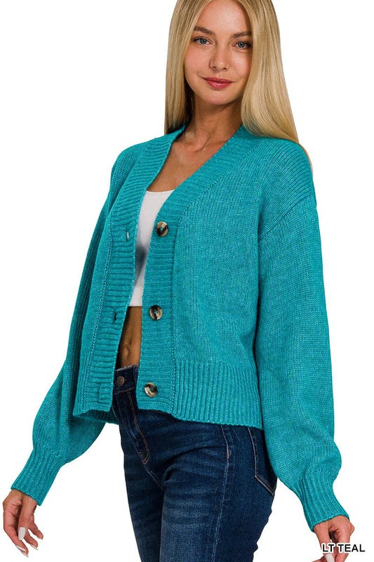 Melange Button Front Sweater Cardigan
