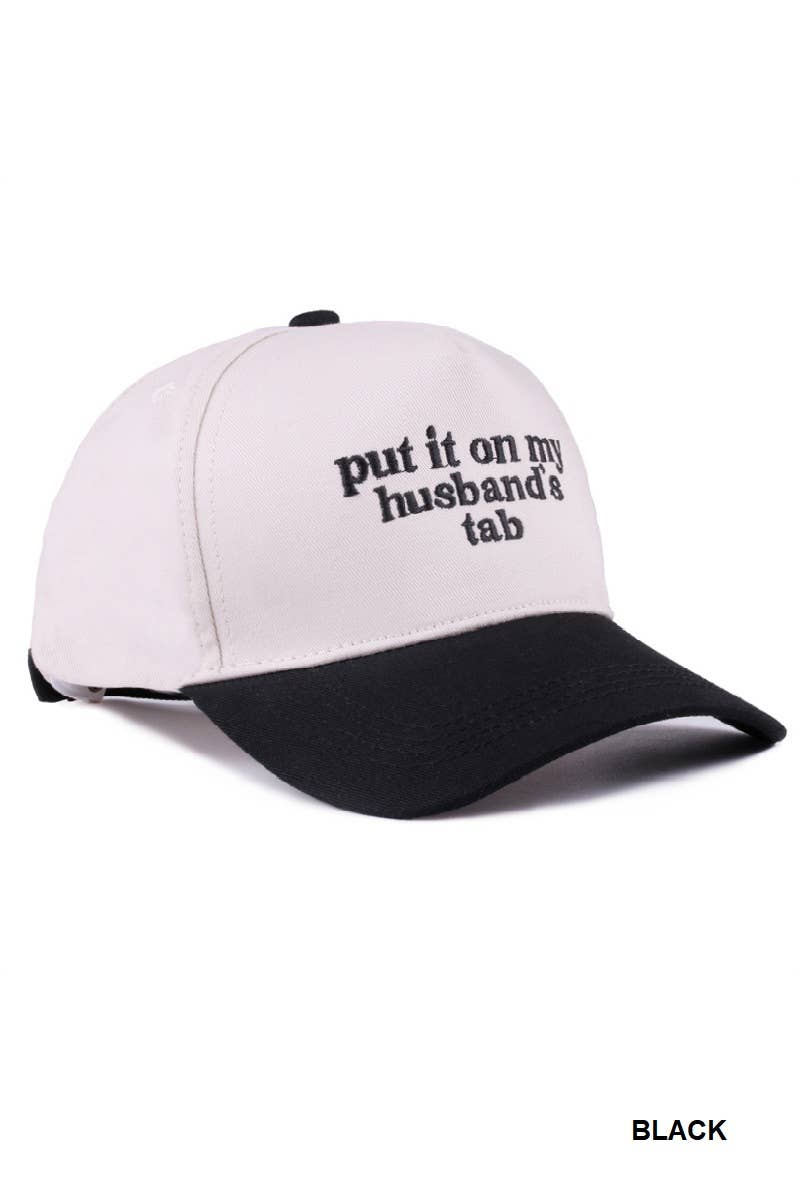 `.Put It On My Husband's Tab Two Tone Canvas Cotton: RED-183860 / OS