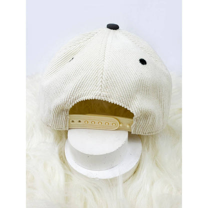 Two Tone Corduroy Snap Back Baseball Cap: RED/CREAM / ONE(6)