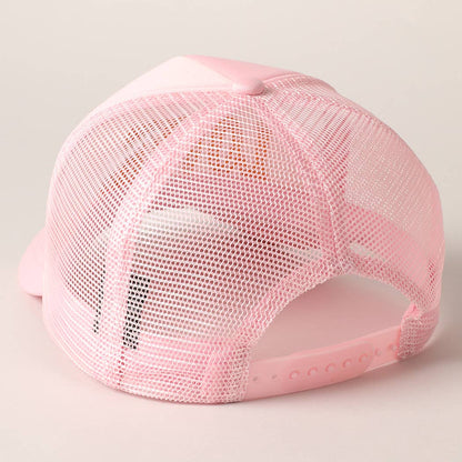 Lover Text Embroidery Foam Mesh Back Trucker Hat: Beige / ONE SIZE