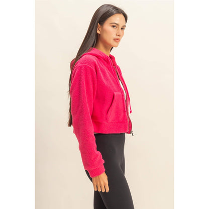 Sherpa Cropped Zip Up Hoodie