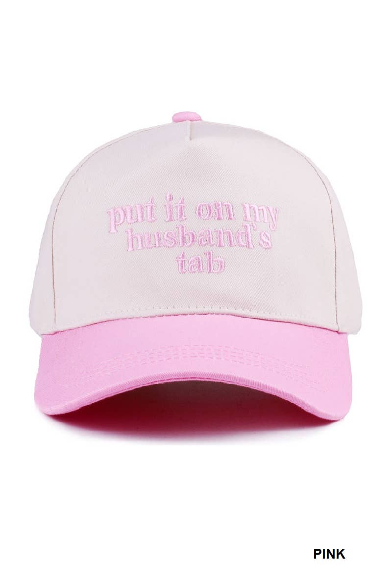 `.Put It On My Husband's Tab Two Tone Canvas Cotton: RED-183860 / OS