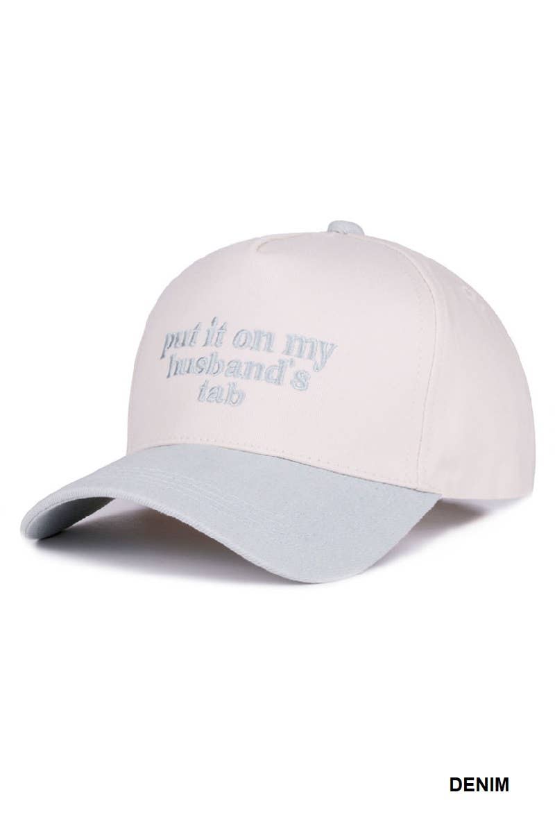 `.Put It On My Husband's Tab Two Tone Canvas Cotton: RED-183860 / OS