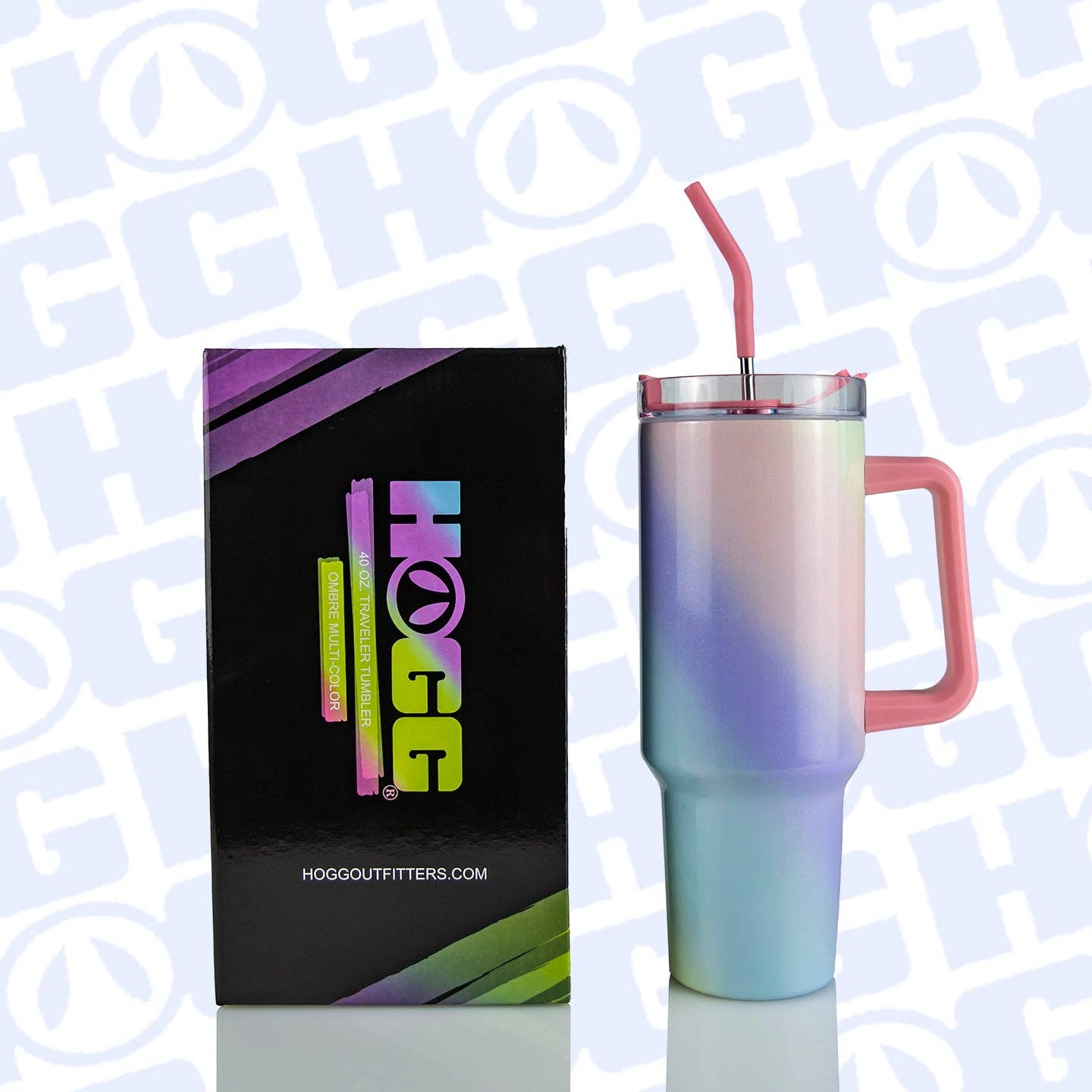 40oz SUBLIMATION CLEAR TRAVELER TUMBLER: OMBRE PINK