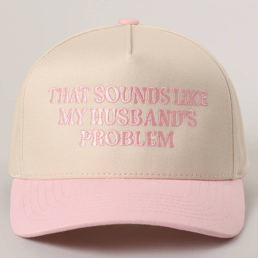 THAT SOUNDS LIKE..Embroidered Two-Tone Trucker Hat: LIGHT PINK / One Size