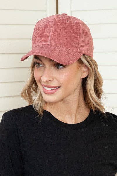 PLAIN CORDUROY BASEBALL CAP | 40CP016: MAUVE