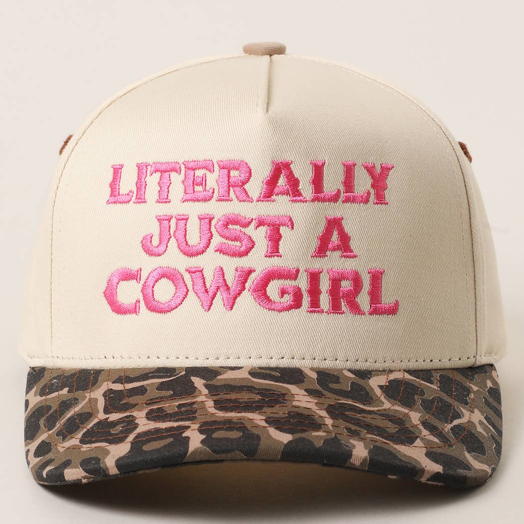 LITERALLY JUST A COWGIRL Leopard Trucker Hat: LEOPARD-RED / One Size