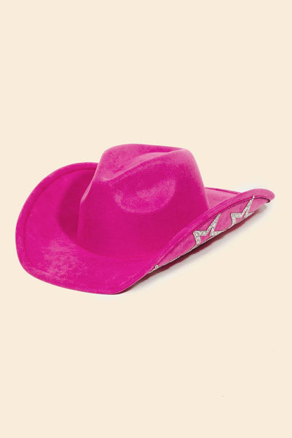 Studded Rhinestone Star Western Cowboy Hat: FU